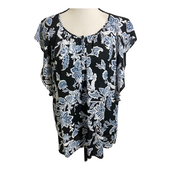 Vince Camuto womens keyhole front  blouse fluttery sleeves. Paisley X-Large - Picture 1 of 9